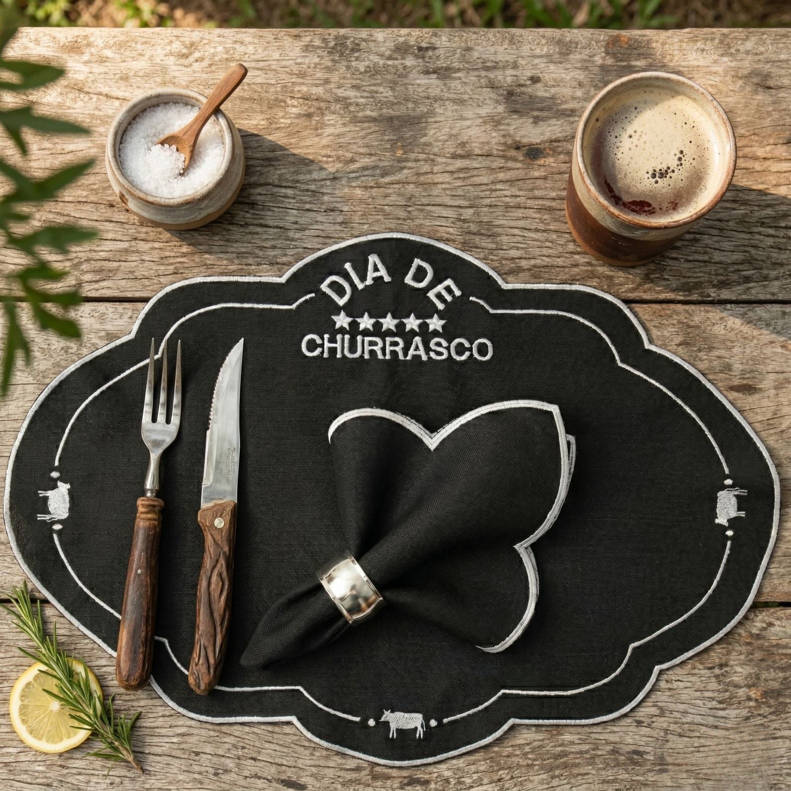 24-Piece BBQ Placemat & Napkin Set for 12 – Embroidered Grill Table Decor 19.7 x 13.8 in