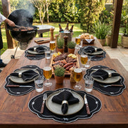 24-Piece BBQ Placemat & Napkin Set for 12 – Embroidered Grill Table Decor 19.7 x 13.8 in