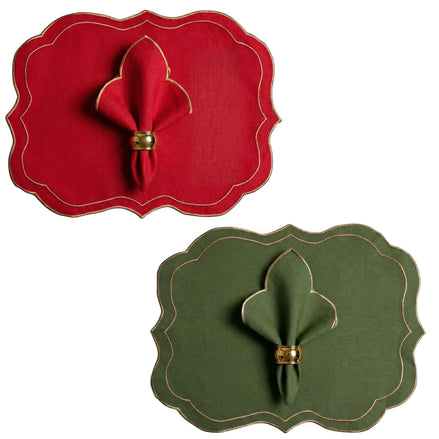 24-Piece Scottish Plaid Placemat & Napkin Set for 12 – Embroidered Table Decor 19.7 x 13.8 in