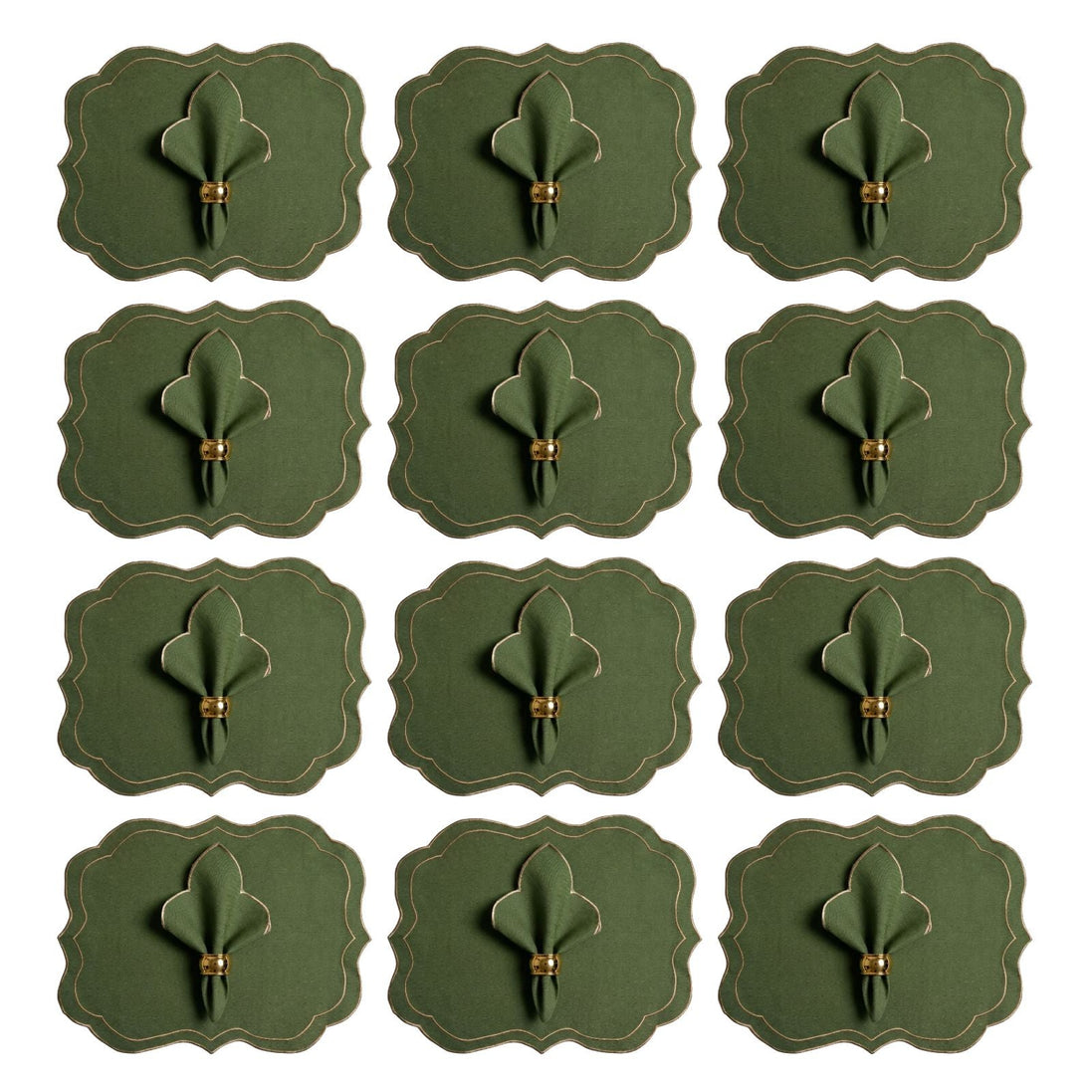 24-Piece Scottish Plaid Placemat & Napkin Set for 12 – Embroidered Table Decor 19.7 x 13.8 in