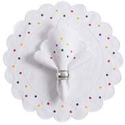 24-Piece White Placemat & Napkin Set for 12 – Embroidered Polka Dot Table Decor 19.7 x 13.8 in
