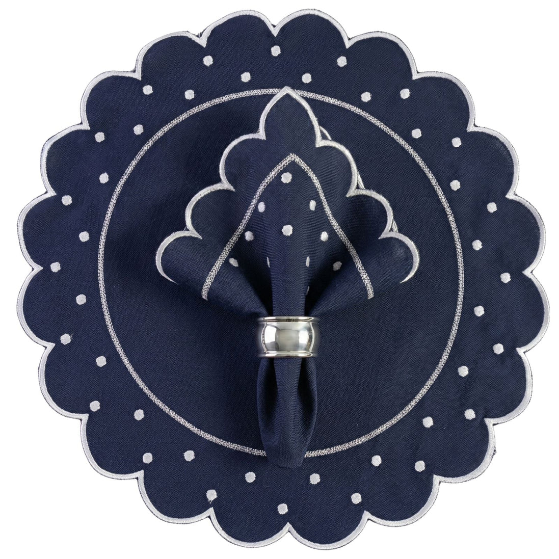 24-Piece Placemat & Napkin Set for 12 – Embroidered Polka Dot Table Decor 19.7 x 13.8 in