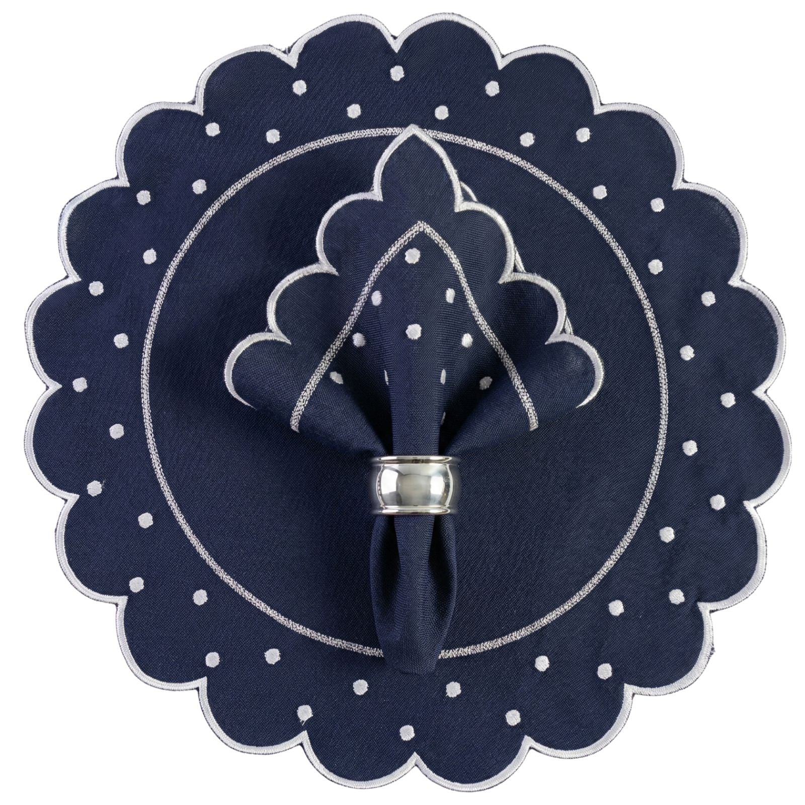 24-Piece Placemat & Napkin Set for 12 – Embroidered Polka Dot Table Decor 19.7 x 13.8 in