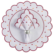 24-Piece White Placemat & Napkin Set for 12 – Embroidered Polka Dot Table Decor 19.7 x 13.8 in