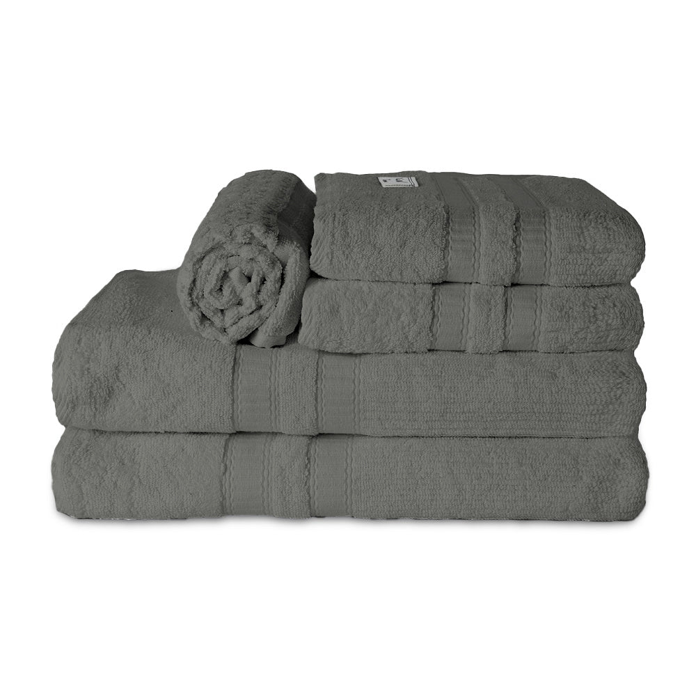 5-Piece Cotton Towel Set White – Bath, Hand & Bath Mat Paris Collection Soft Absorbent