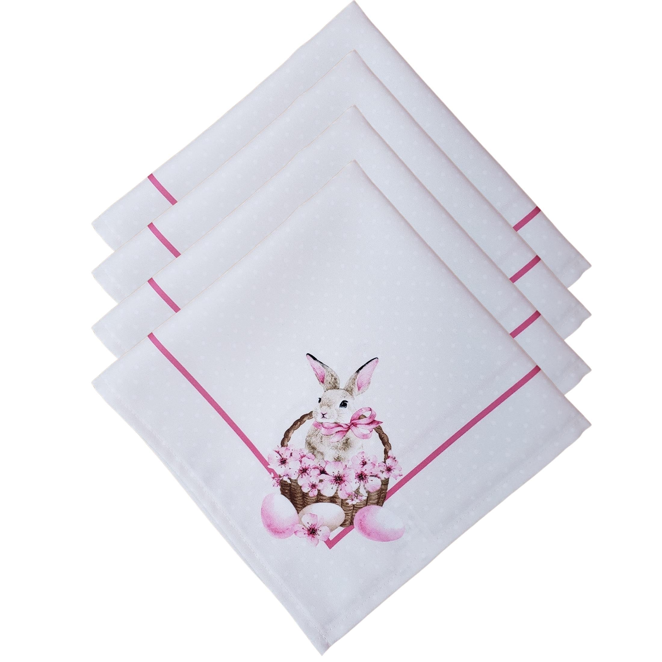 Charlo's Easter Synthetic Cloth Napkins Bunny Basket Reusable Durable 16