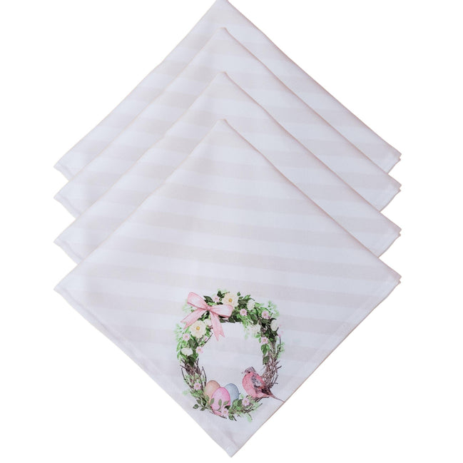 Guardanapos de Tecido Sintético de Páscoa da Charlo Pássaro Coelho Rosa Xadrez Reutilizáveis 40,6 x 40,6 cm
