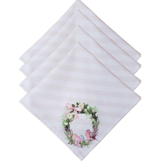 Guardanapos de Tecido Sintético de Páscoa da Charlo Pássaro Coelho Rosa Xadrez Reutilizáveis 40,6 x 40,6 cm