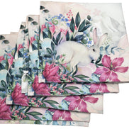 Charlo's Easter Synthetic Cloth Napkins Bunny and Birds Reusable Durable 16