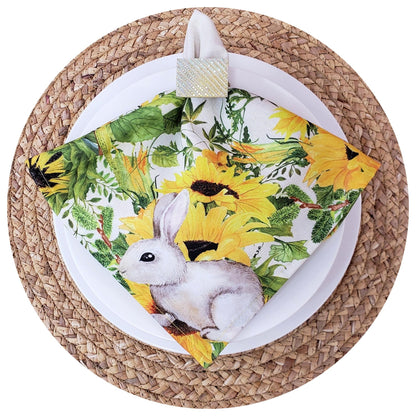 Charlo's Easter Cloth Napkinsit Sunflower Eggs Reusable Soft Durable Yellow