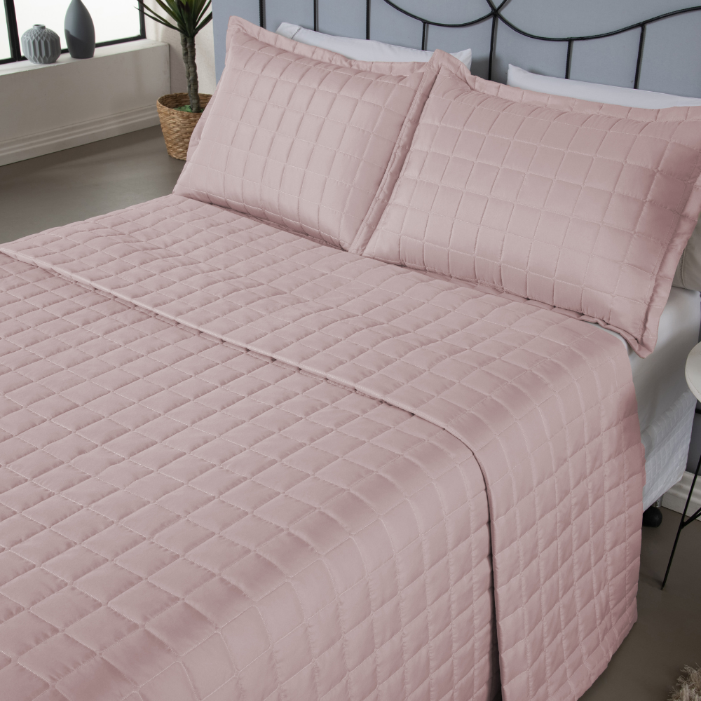 Queen Reversible Quilted Bedspread Set 3 Pieces Sand Beige Soft – 100% Polyester Bedding
