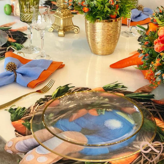 Charlo's Set 4 Premium Placemats Waterproof Easter Bunny Wreath Non Slip Easy to Clean
