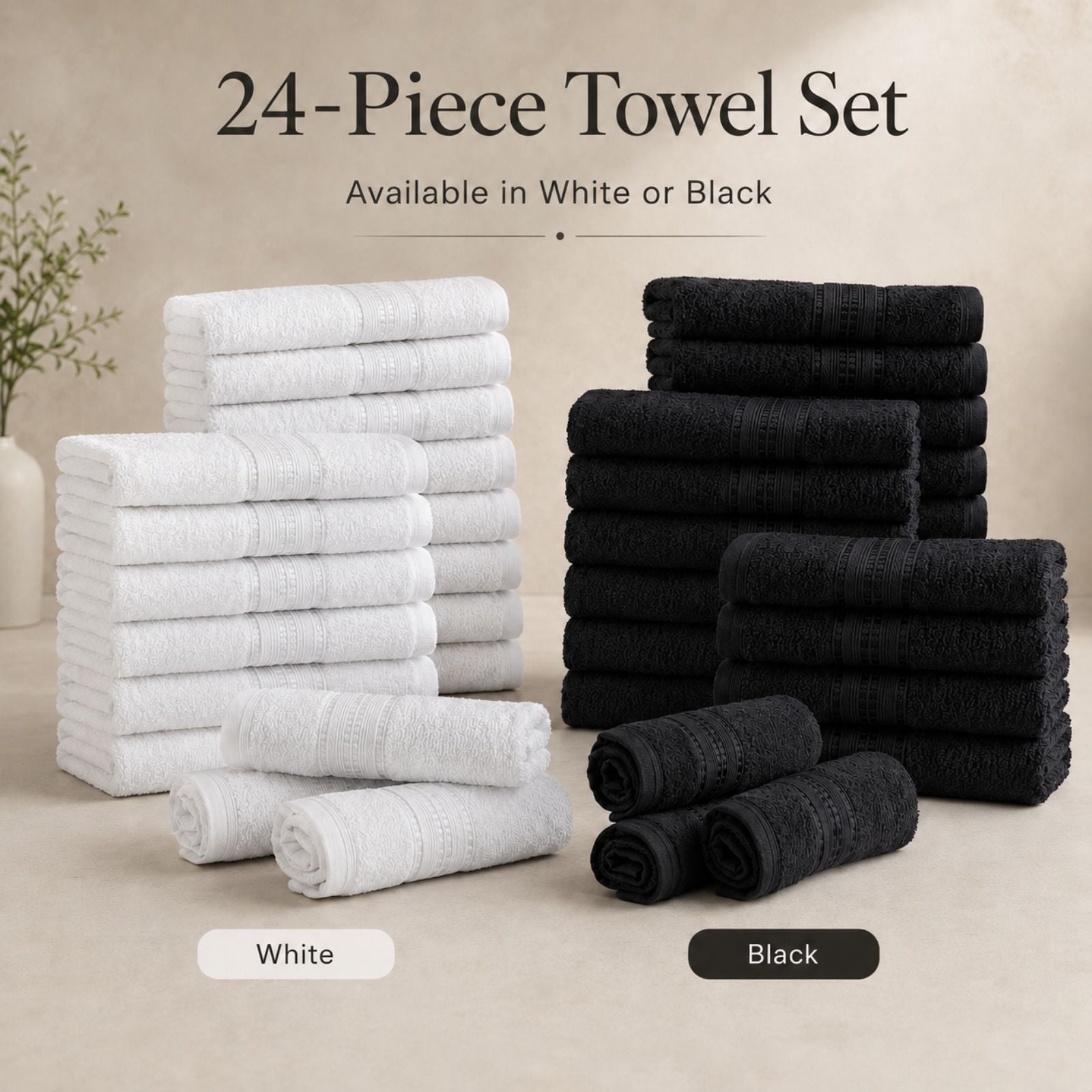 24-Piece Linea Professional Face Towel Set for Beauty Salons, Hairdressers & Barbershops