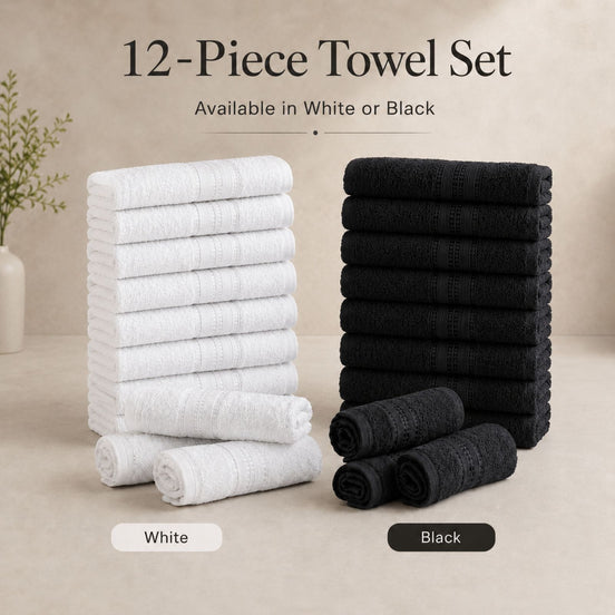 12-Piece Linea Professional Face Towel Set for Beauty Salons, Hairdressers & Barbershops