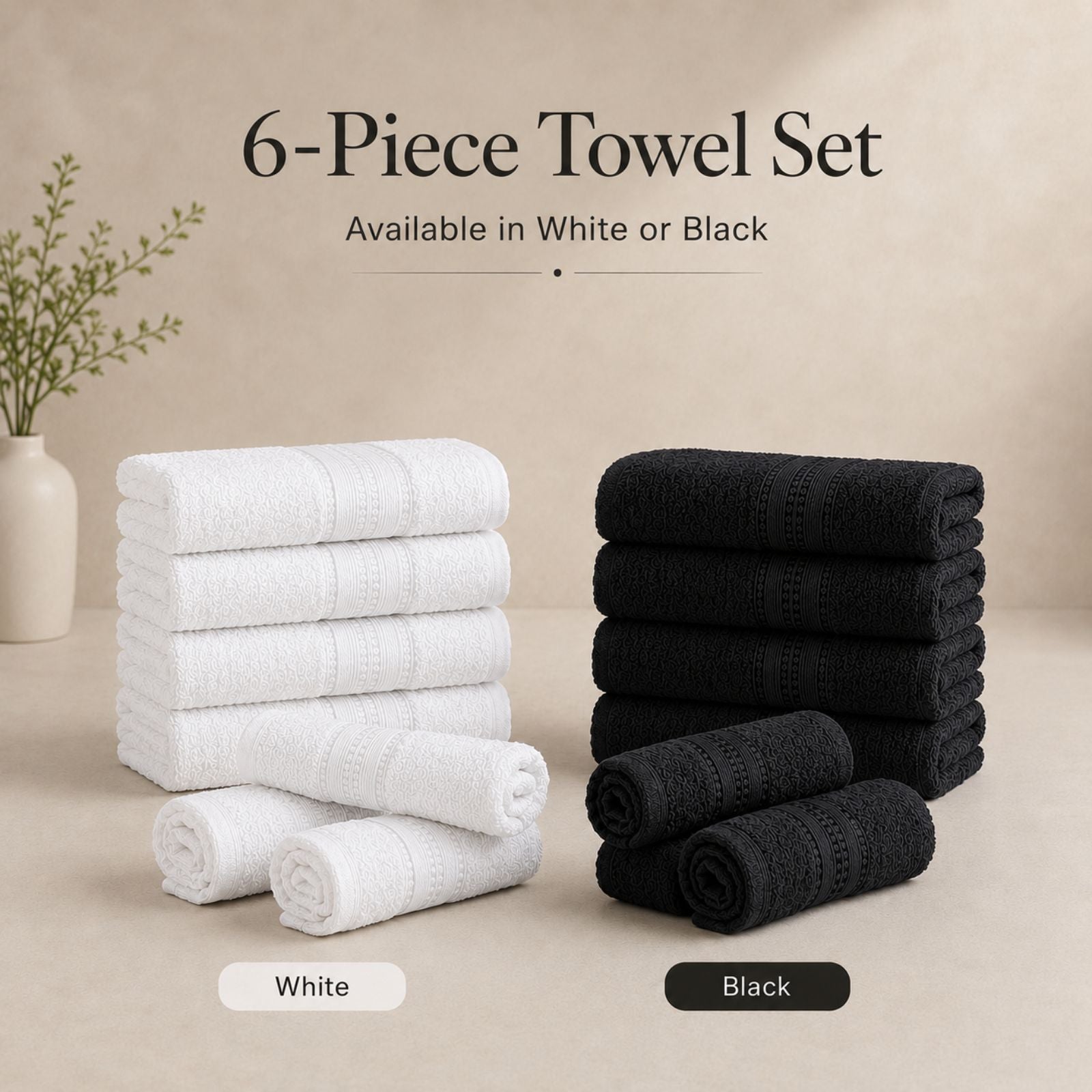 6-Piece Face Towel Set for Home, Beauty Salons, Hairdressers & Barbershops