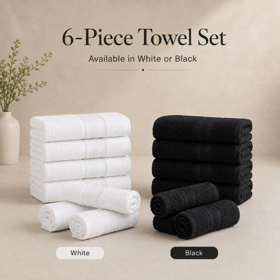 6-Piece Face Towel Set for Home, Beauty Salons, Hairdressers & Barbershops