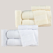 Conjunto de Toalhas de Algodão 5 Peças Branco Class – Banho, Rosto e Tapete de Banho 450 GSM Macio Absorvente