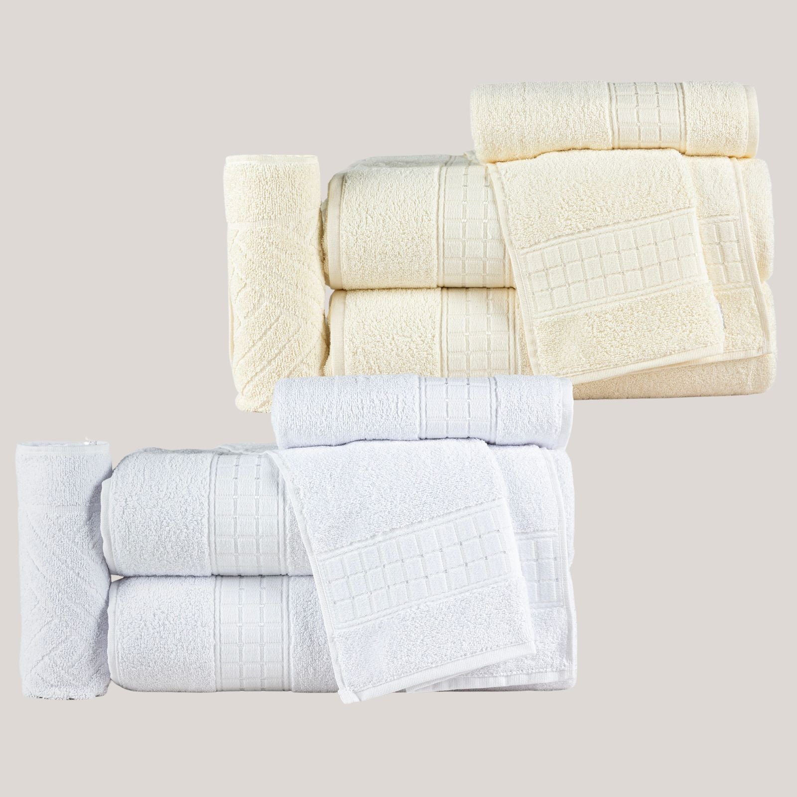 Conjunto de Toalhas de Algodão 5 Peças Branco Class – Banho, Rosto e Tapete de Banho 450 GSM Macio Absorvente