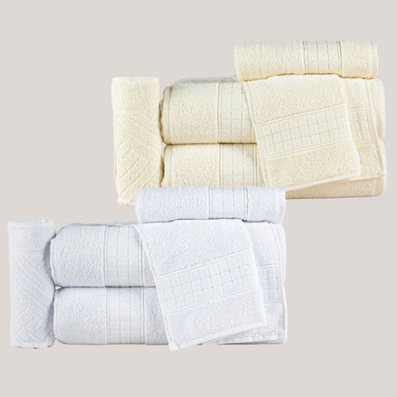 5-Piece Cotton Towel Set White Class – Bath, Hand & Bath Mat 450 GSM Soft Absorbent
