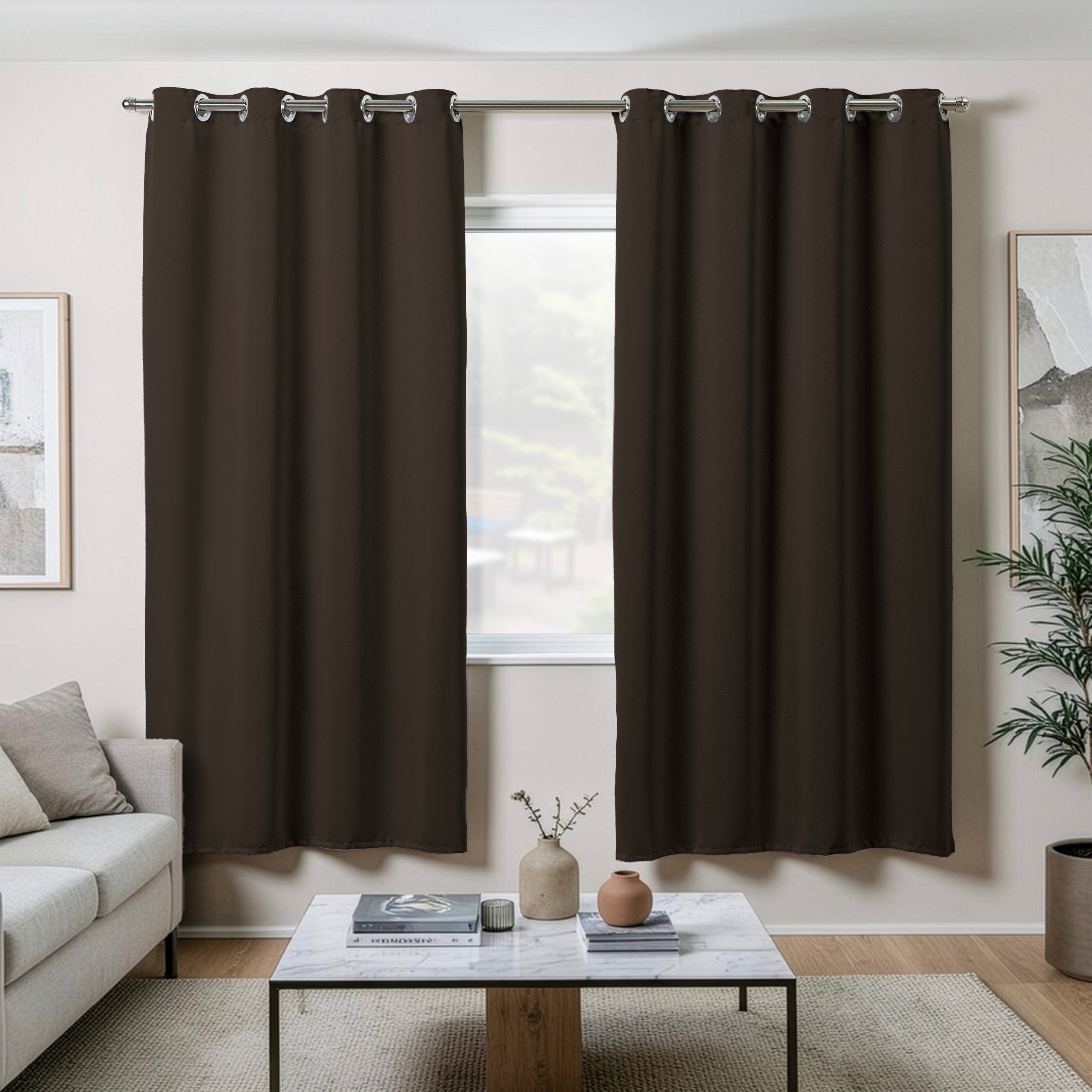 Maison Charlo Basic Blackout Curtains – Tobacco Brown – 118 x 98 in – Set of 2 Panels