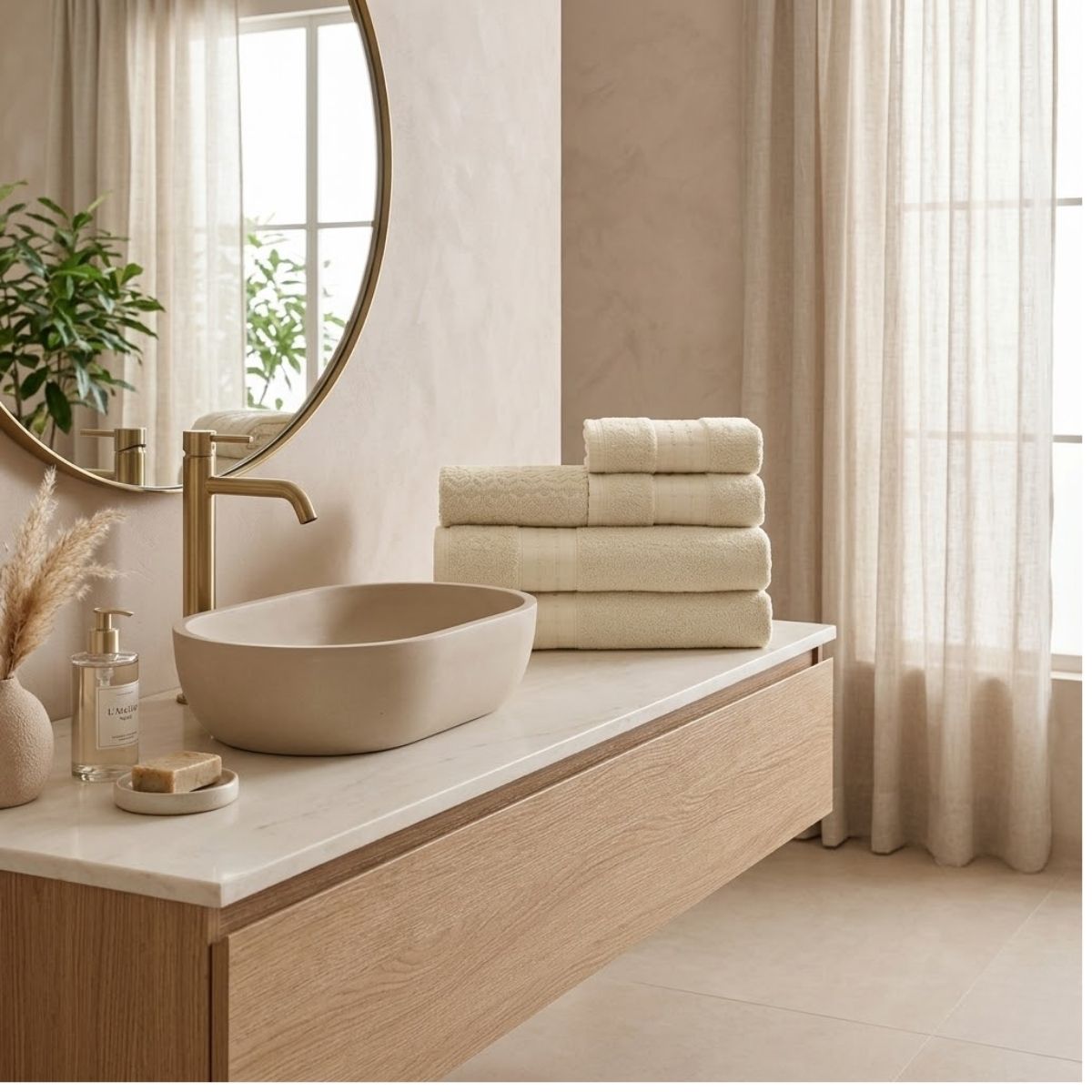 5-Piece Cotton Towel Set White Class – Bath, Hand & Bath Mat 450 GSM Soft Absorbent
