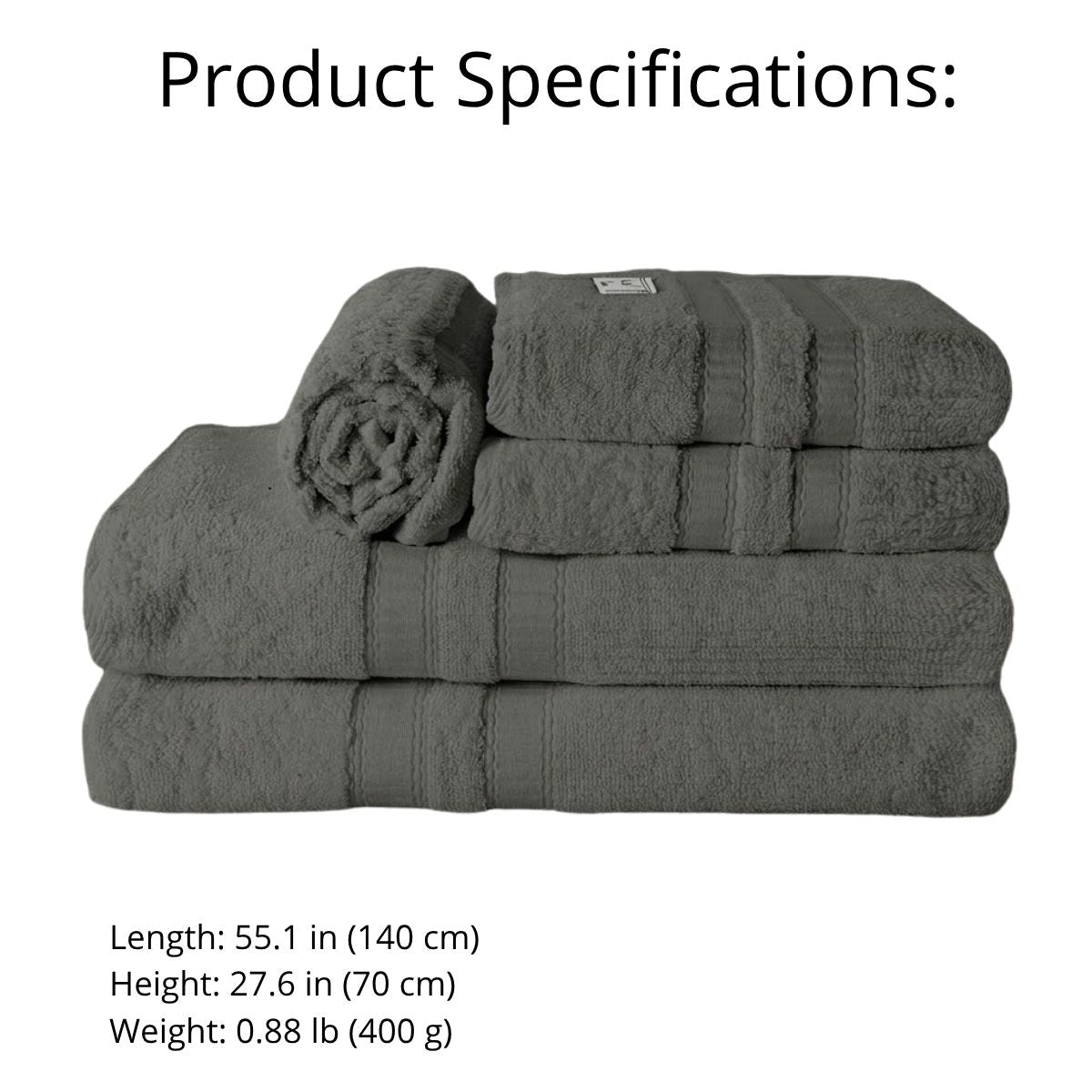 طقم مناشف قطن 5 قطع أبيض – للحمام واليدين ودواسة حمام من مجموعة باريس ناعمة وفائقة الامتصاص