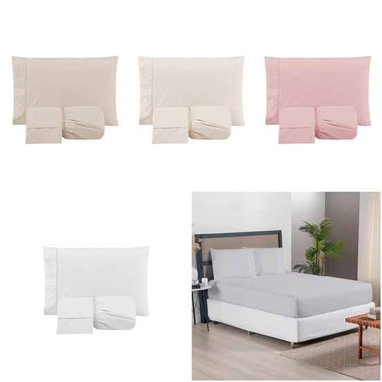 King Bed Sheet Set 3 Pieces Micropercale 300 Thread Count with Fitted Sheet 80 x 76 x 15.7 in – Soft & Elegant Bedding