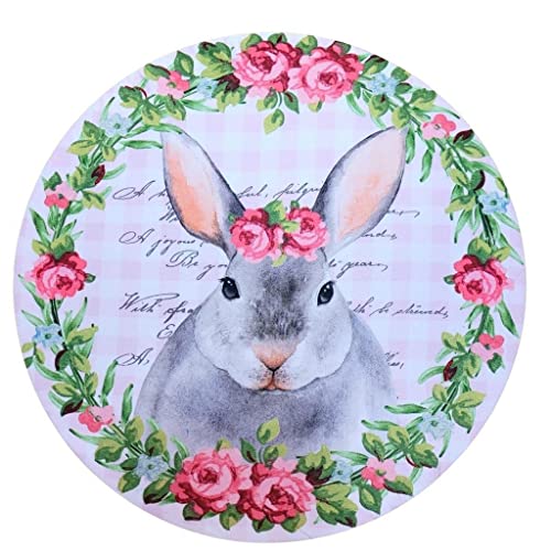 Conjunto de 4 capas de Páscoa rosa xadrez para jogos americanos redondos 35,5 cm de diâmetro, poliéster, para mesa de cozinha, mesa de jantar lavável