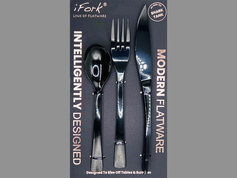iFork - Set of 4 Cutlery The Black Collection - handcrafted 12 piece