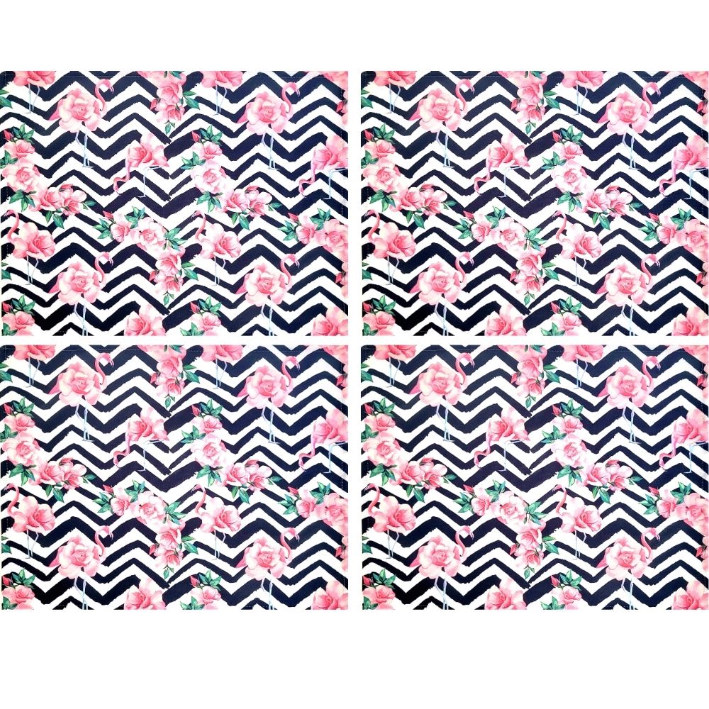 Conjunto de 4 Jogos Americanos Retangulares Impermeáveis Flamingo Doçura 43X33cm