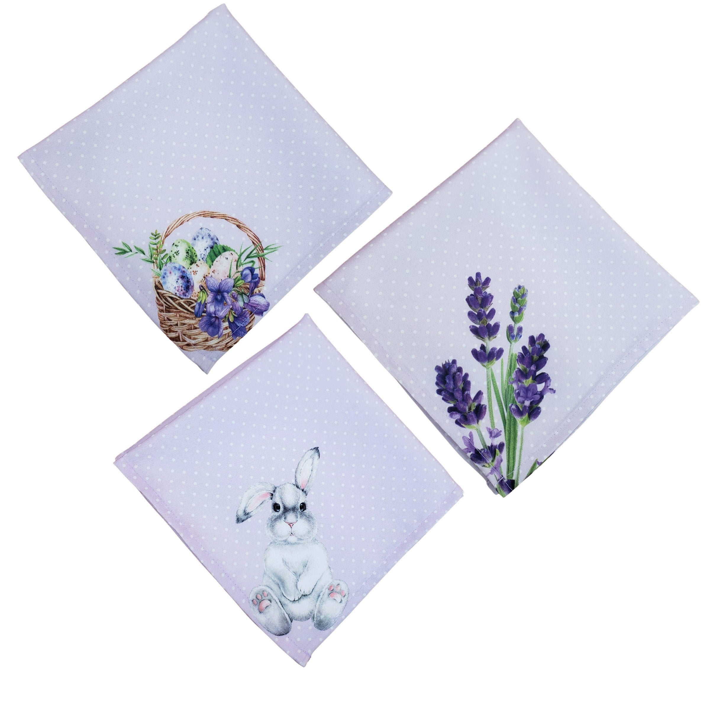 Charlo's Easter Cloth Napkins Lavender Bunny Lilac Reusable Napkins Soft Durable Dinner