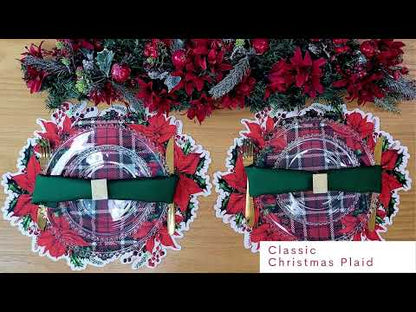 Maison Charlô - Set of 4 Waterproof Placemats Christmas Plaid Cloth - Red