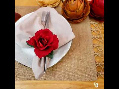 Maison Charlô | Wholesale Set of 40 Wholesale Red Colombiana Rose Flower Rosebud Napkin Rings Ecofriendly Pack