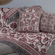 5-Piece Sofa Throw Set with Cushions – Jacquard Blanket 53 x 53 in with Fringe