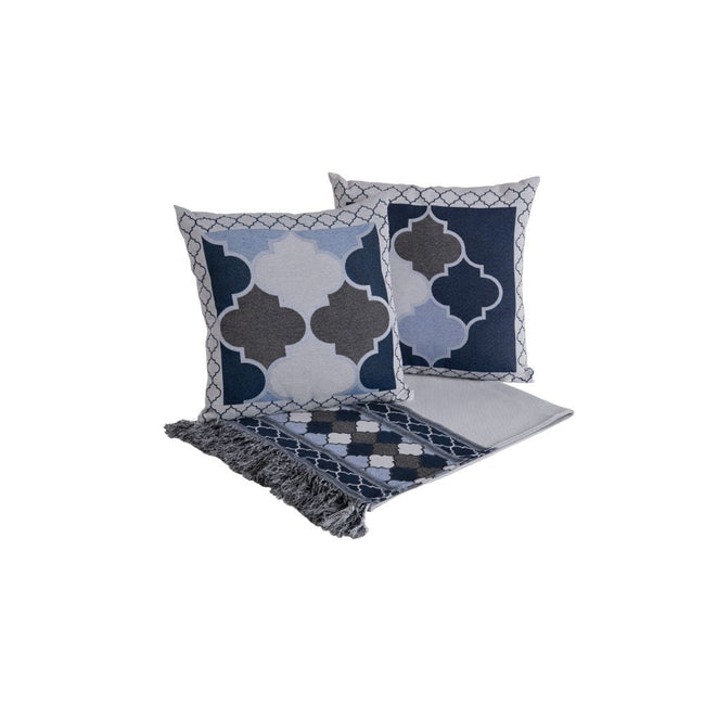 Conjunto para Sofá de 5 Peças Grécia Jacquard 135 x 135 cm – Manta Decorativa com Almofadas