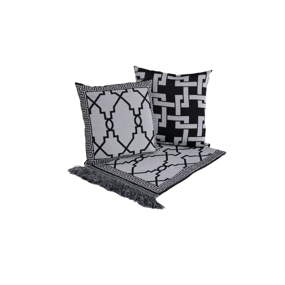Conjunto para Sofá de 5 Peças Grécia Jacquard 135 x 135 cm – Manta Decorativa com Almofadas