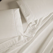 Full Sheet Set 4 Pieces Straw Beige Hemstitch Detail 94.5 x 80.7 in – Soft Micropercale 300 Thread Count