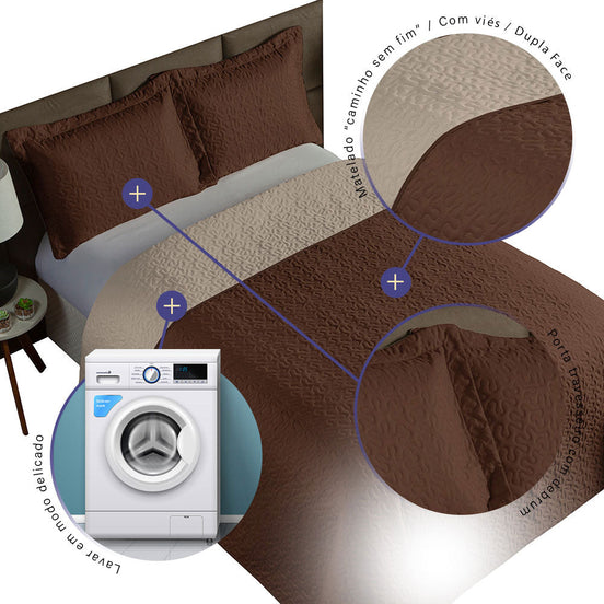 Queen Bedspread Set 3 Pieces Clara 102.4 x 94.5 in – Soft 100% Polyester Bedding