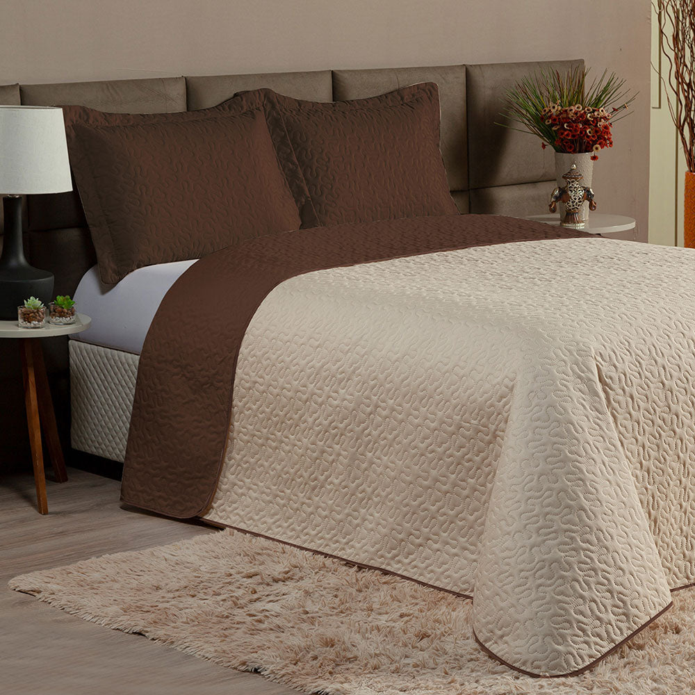 Queen Bedspread Set 3 Pieces Clara 102.4 x 94.5 in – Soft 100% Polyester Bedding