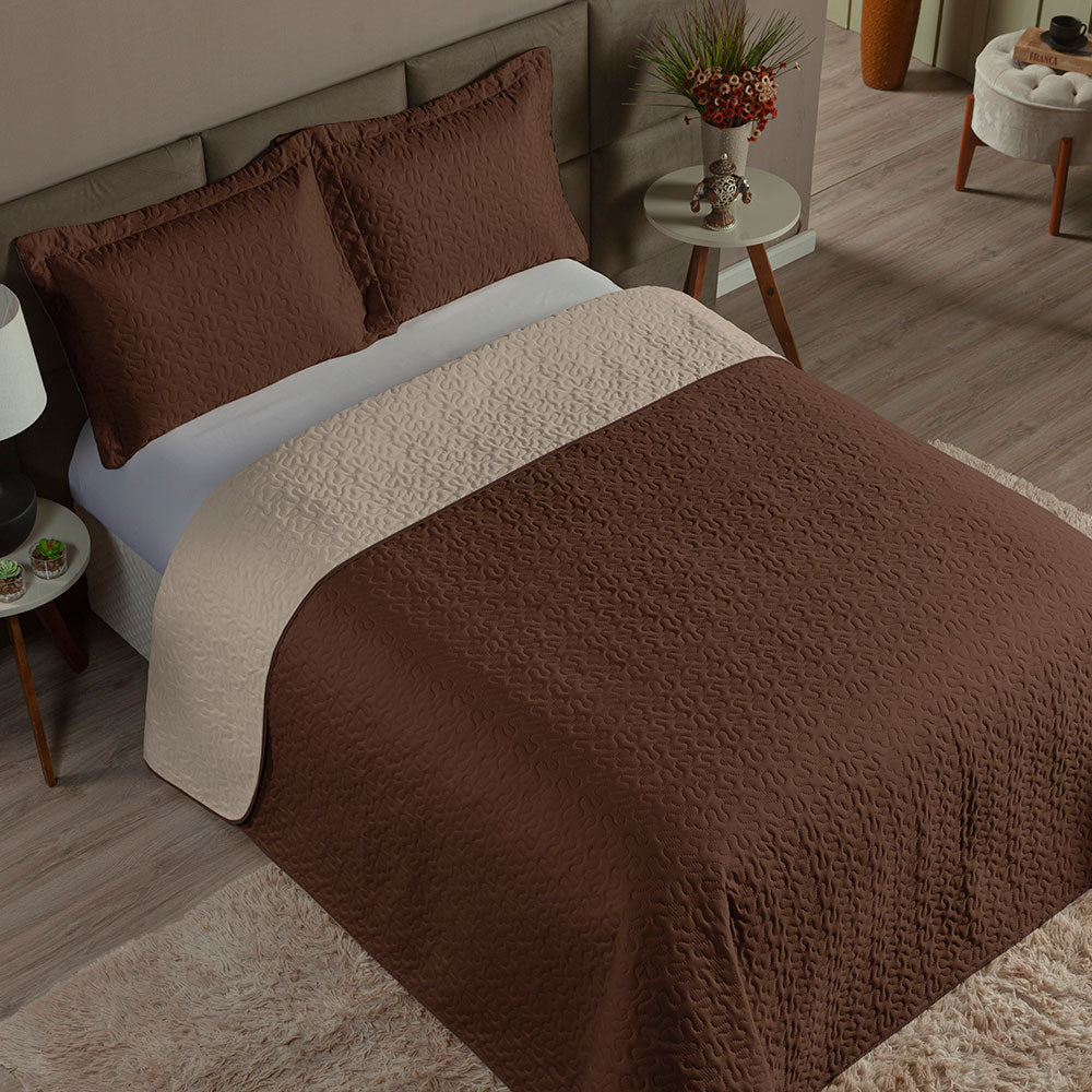 Queen Bedspread Set 3 Pieces Clara 102.4 x 94.5 in – Soft 100% Polyester Bedding