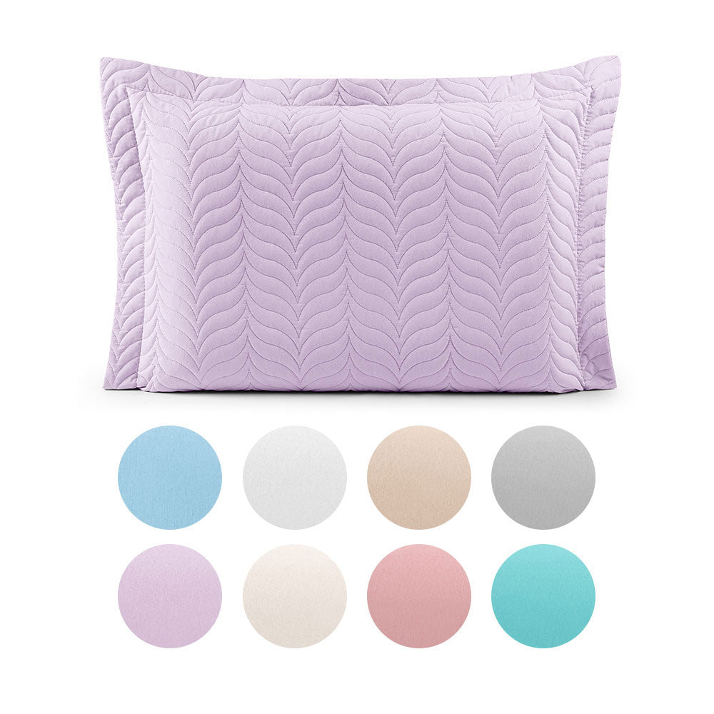 Quilted Pillow Sham 27.6 x 19.7 in with Zipper – 150 Thread Count Cotton Percale Soft Cover
