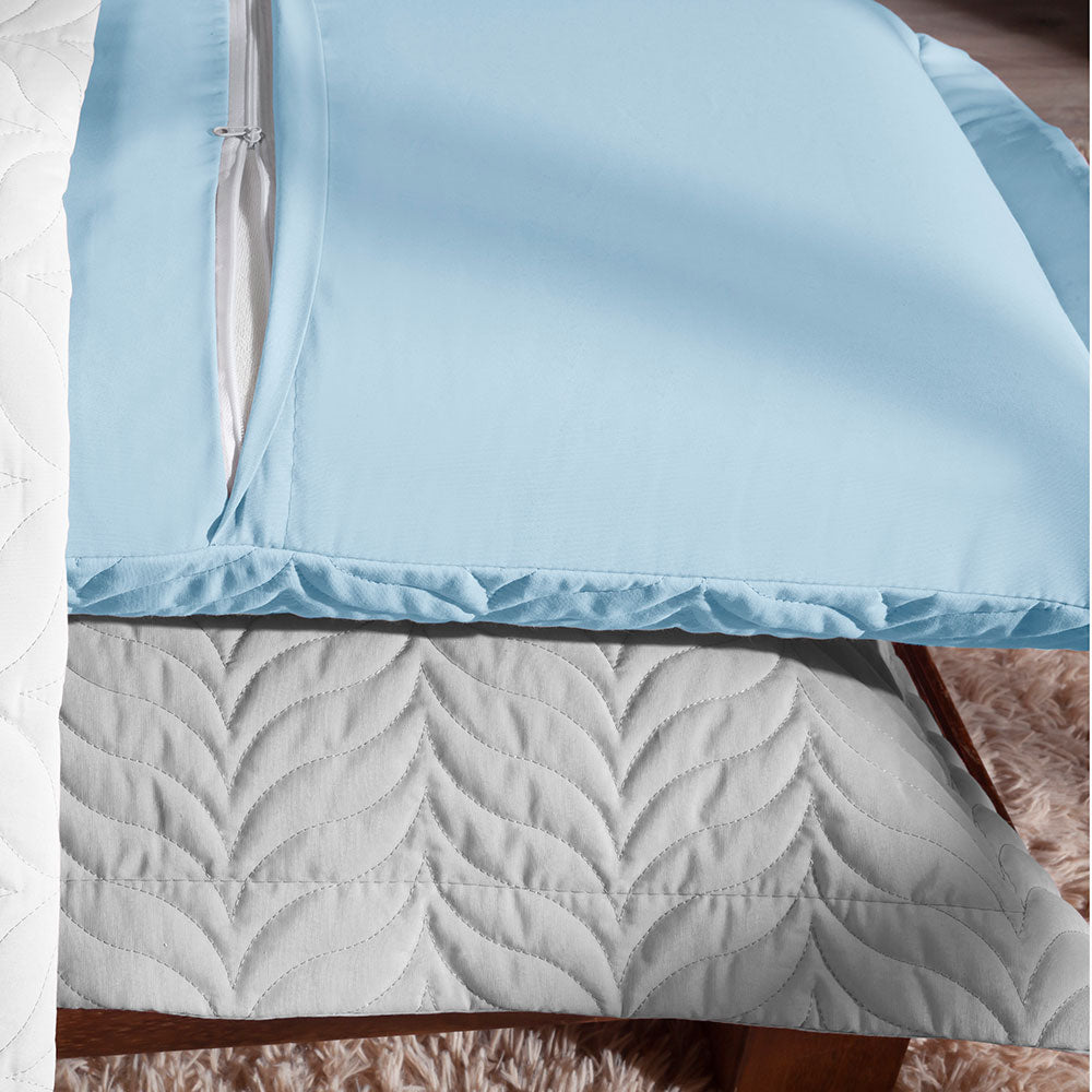 Quilted Pillow Sham 27.6 x 19.7 in with Zipper – 150 Thread Count Cotton Percale Soft Cover
