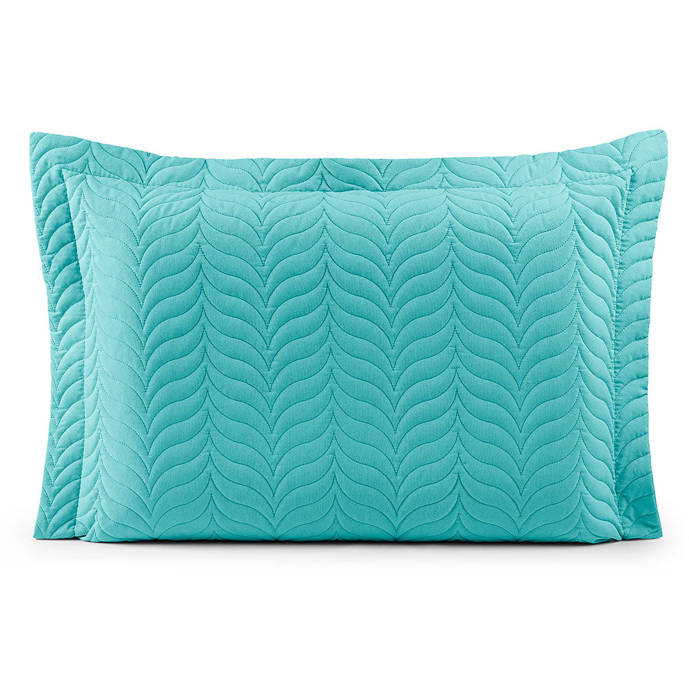 Quilted Pillow Sham 27.6 x 19.7 in with Zipper – 150 Thread Count Cotton Percale Soft Cover
