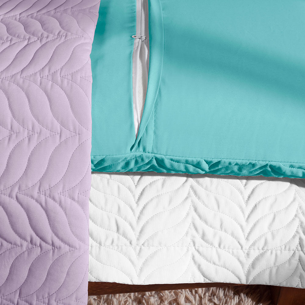 Quilted Pillow Sham 27.6 x 19.7 in with Zipper – 150 Thread Count Cotton Percale Soft Cover