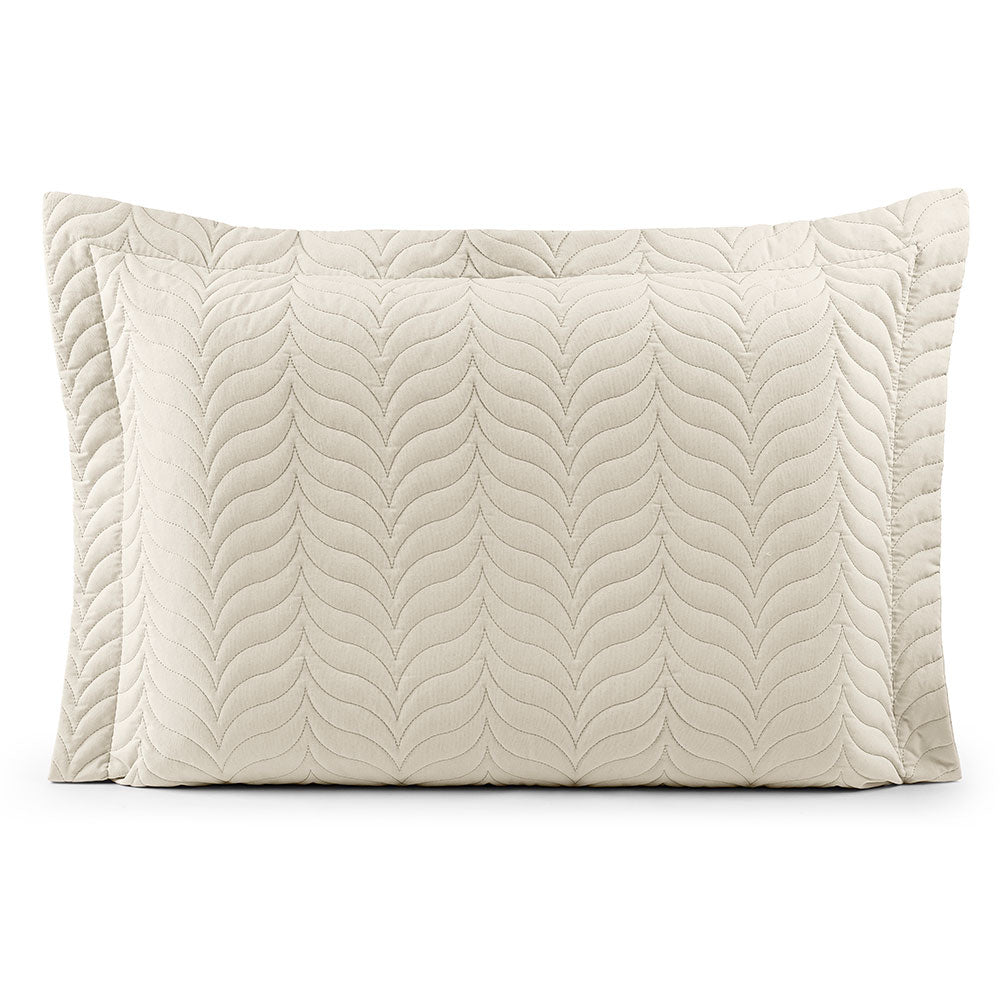 Quilted Pillow Sham 27.6 x 19.7 in with Zipper – 150 Thread Count Cotton Percale Soft Cover