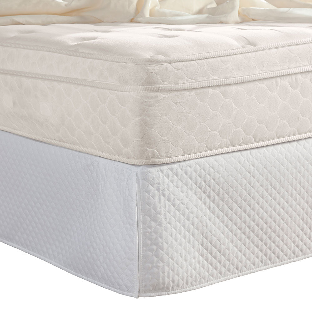 Full Bed Skirt Quilted White with Pleats 87.8 x 81.1 in – Elegant Box Spring Cover 100% Polyester