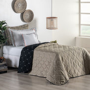 Twin Reversible Bedspread Set Embroidered 94.5 x 70.9 in – 400 Thread Count Soft Elegant Bedding