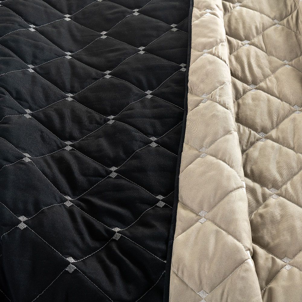Twin Reversible Bedspread Set Embroidered 94.5 x 70.9 in – 400 Thread Count Soft Elegant Bedding