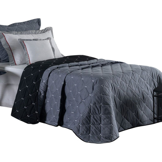 Twin Reversible Bedspread Set Embroidered 94.5 x 70.9 in – 400 Thread Count Soft Elegant Bedding