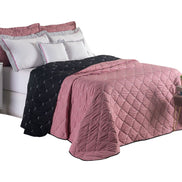 Colcha Reversível de Casal/Queen Bordada 240 x 220 cm – 400 Fios Macia Elegante Vermelha